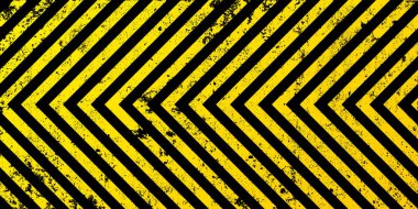 Sarı ve siyah köşegen çizgileri olan uyarı işareti. Dikkat, tehlike ya da uyarı sembolü. İnşaat alanı tabelası, yol güvenliği uyarısı, tehlike bayrağı, güvenlik alarmı kalkanı. Vektör illüstrasyonu.
