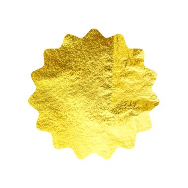 Altın yıldız, güneş patlaması sembolü. Parlak altın folyo. Klasik güneş ışığı sembolü. Alışveriş etiketleri, satış etiketleri, kalite notları. Modern sanat. Düğün, tebrik kartı dekorasyonu. Vektör illüstrasyonu.