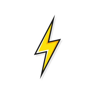 Şimşek simgesi beyaz arkaplanda izole edildi. Klasik flaş sembolü, grunge desenli şimşek. Basit yıldırım çarpması işareti. Vektör illüstrasyonu.
