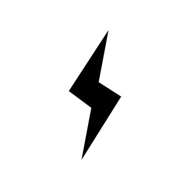 Şimşek simgesi beyaz arkaplanda izole edildi. Klasik flaş sembolü, grunge desenli şimşek. Basit yıldırım çarpması işareti. Vektör illüstrasyonu.