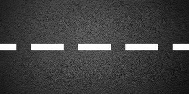 Asfalt yolu, beyaz şerit işaretli, beton yol yüzeyi, doku. Sokak trafiği, yol ayırma şeridi. Kum tanecikli desen, grunge taşı arkaplan. Vektör illüstrasyonu.