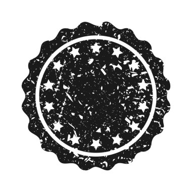 Posta pulu, etiket ya da rozet. Grunge izi ve posta damgası. Kahverengi vintage daire kartpostallı filigran. Kullanılmış zarf tasarımı. Vektör illüstrasyonu.