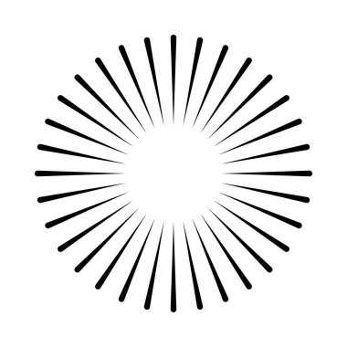 Klasik güneş patlaması, günbatımı ışınları. Boho tarzı, modern minimalist bohem tasarımı. El çizimi güneş patlaması, ışık ışınları. Logotype ya da dizayn ögesi retro tarzında. Vektör illüstrasyonu.