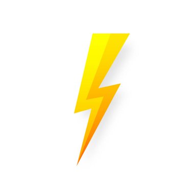 Şimşek simgesi beyaz arkaplanda izole edildi. Klasik flaş sembolü, grunge desenli şimşek. Basit yıldırım çarpması işareti. Vektör illüstrasyonu.