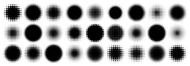 Beyaz arka planda siyah noktalı yarım ton tasarım elementleri. Çizgi roman noktalı desen. Vektör illüstrasyonu