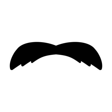 Klasik bıyık ikonu. Hippi, berber, retro, logo, damgalama, poster, sticker, moda, berber dükkanı ve tasarım projeleri için klasik yüz kılı sembolü. Vektör illüstrasyonu.