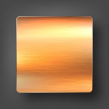 Gerçekçi metal pankart. Fırçalanmış çelik ya da alüminyum plaka. Cilalanmış metal yüzey. Çizikli eski grunge dokusu. Vektör illüstrasyonu.