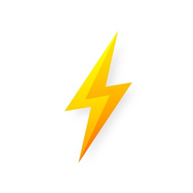 Şimşek simgesi beyaz arkaplanda izole edildi. Klasik flaş sembolü, grunge desenli şimşek. Basit yıldırım çarpması işareti. Vektör illüstrasyonu.