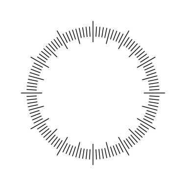 Mekanik saat suratı, bezel. Dakika ve saat işaretli kadranı izle. Zamanlayıcı ya da kronometre elemanı. Boş ölçüm çemberi ölçeği ve bölünmeler. Vektör illüstrasyonu.