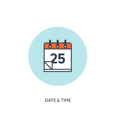 Vector illustration. Calendar lined icon. Date and time. Holiday planning.