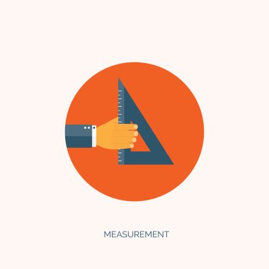 Vector illustration. Flat study background. Learning tools. Ruler.