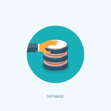 VEctor illustration. Flat data storage. Cloud computing. Database.