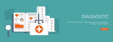 Vector illustration. Flat medical backgrounds set. Health care and first aid, medical research and cardiology. Medicine and study. Chemical engineering and pharmacy.