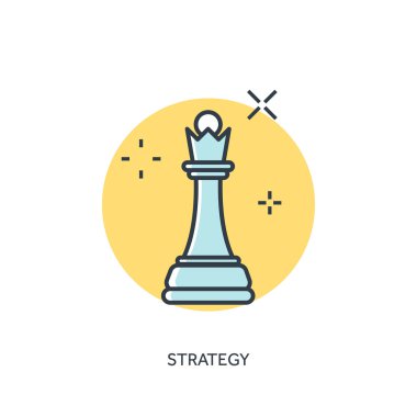Flat chess lined figure. Strategy concept background.