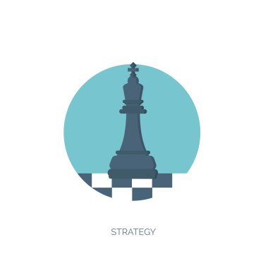 Vector illustration of flat background with chess, business and company strategy. Development and planning. Management.