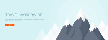 Vector illustration. Flat mountaines. Mission and achievement. Nature and travel. Success and smart solutions concept background.