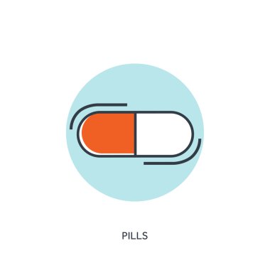 Vector illustration.Pills and antibiotics. Medical icon. First aid help and diagnosis.Medical research and therapy. Global healthcare.