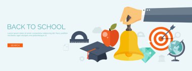 Vector illustration. School and university. Education and learning. Online courses and web school. Knowledge and information. Study process. E-learning.