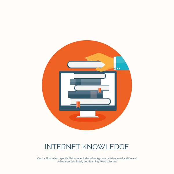 Illustration vectorielle plate. Étude et apprentissage concept arrière-plan. Enseignement à distance, remue-méninges et croissance des connaissances, matières scolaires et universitaires. . — Image vectorielle