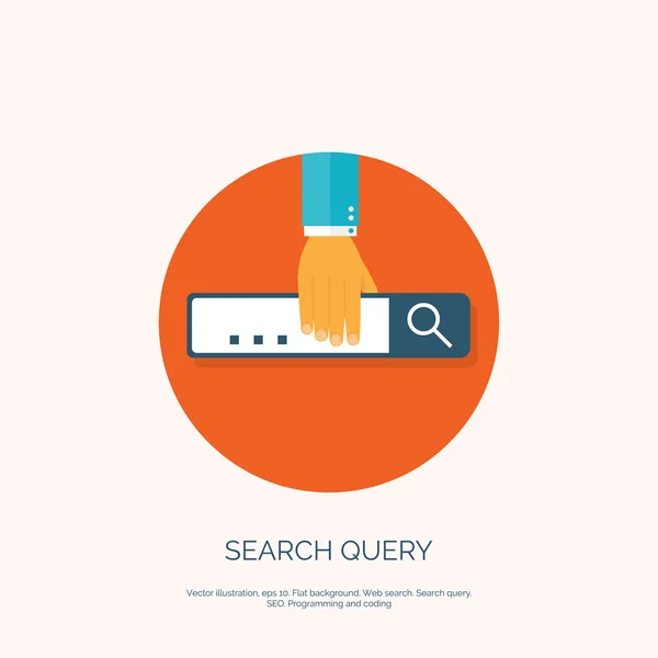 Vector illustration. Flat serach background. SEO. Internet and computing. — Stockvector