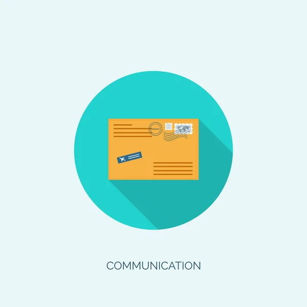 Illustration vectorielle. Enveloppe plate. Emailing et communication globale. Une lettre. Réseau social . — Image vectorielle
