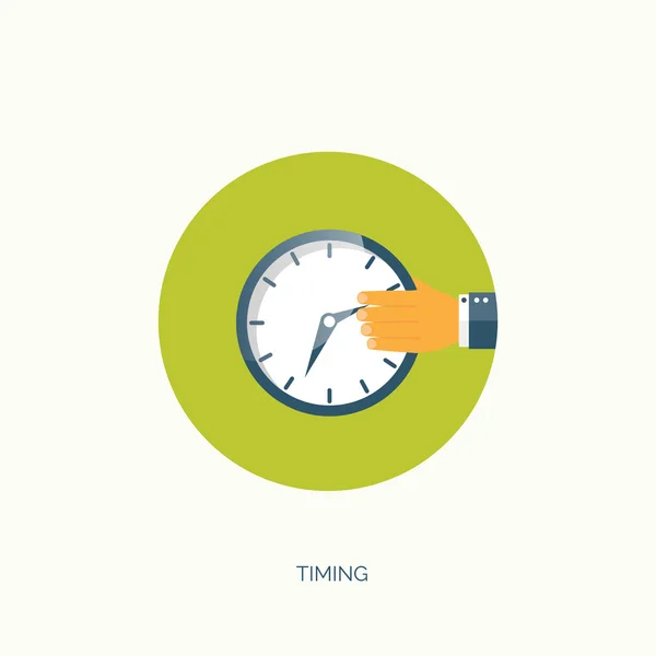 Vector illustration. Clock flat icon. World time concept. Business background. Internet marketing. Daily infographic. — Stok Vektör
