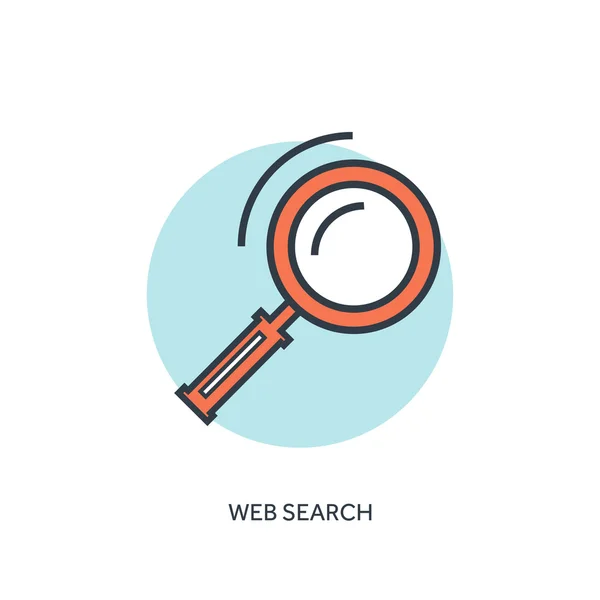 Flat lined loupe icon. Web search. — Stockový vektor