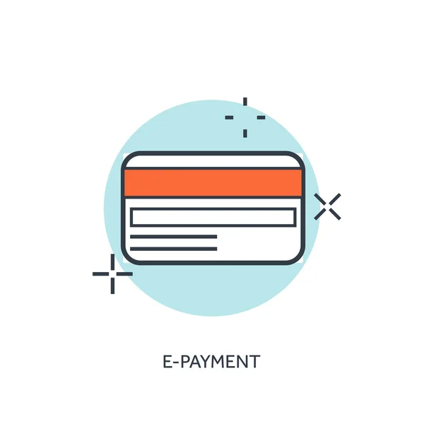 Flat lined credit card icon. Internet banking. — Stock vektor