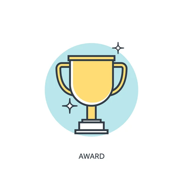 Flat lined trophy icon. — ストックベクタ