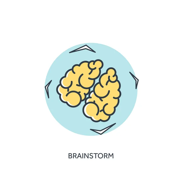 Ícone de cérebro alinhado plano . — Vetor de Stock