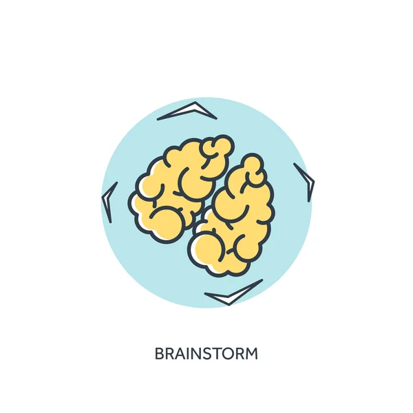 Icono de cerebro plano forrado . — Archivo Imágenes Vectoriales