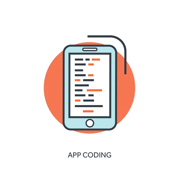 Flat lined document with app code. Coding and programming. — 图库矢量图片