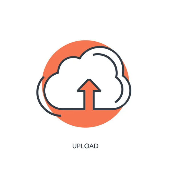 Flat lined cloud computing icon. Data storage. — Stok Vektör