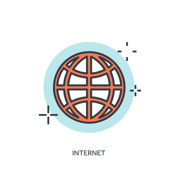 Flat lined internet icon. WWW — Stock vektor
