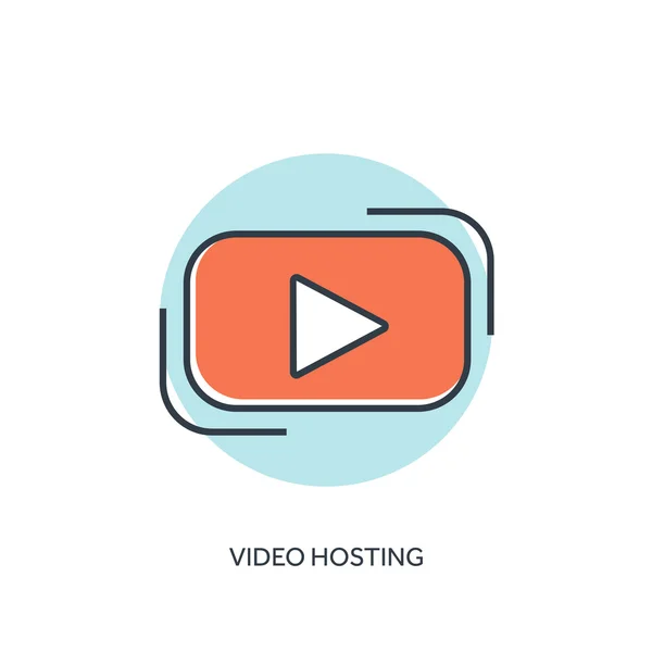 Flat lined play icon. Video hosting. — Stok Vektör