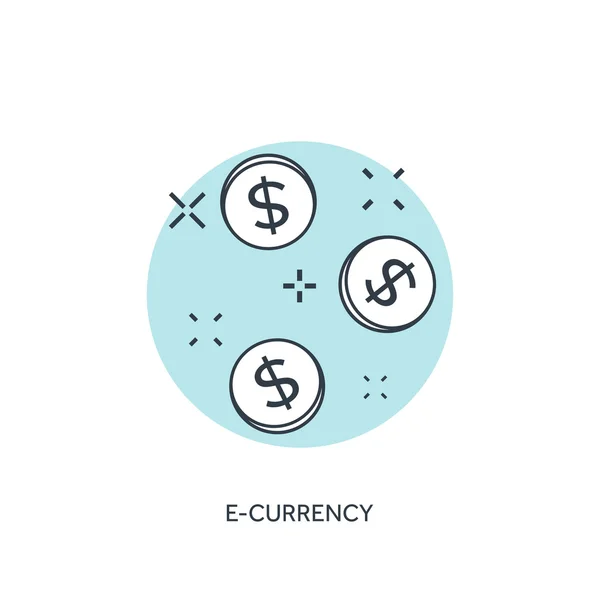 Flat lined coins icon. E-currency concept background. — Stockový vektor