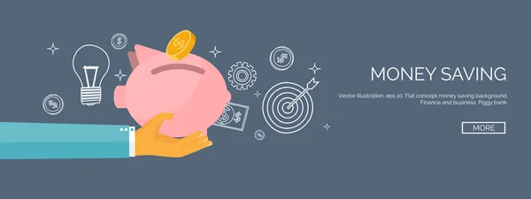 Flat vector illustration backgrounds set. Piggy bank and deposit. Money  saving and money making. Web payments. World currency. Internet store, shopping. Pay per click. Business. — Διανυσματικό Αρχείο