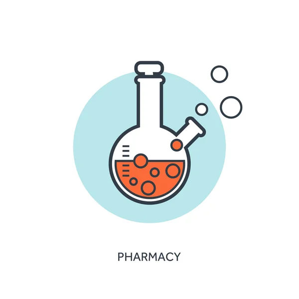 Vector illustration. Pharmacy. Flat web internet icon. Flask set. — Stock Vector