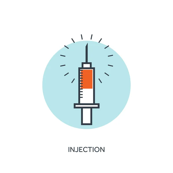 Vector illustration.Injection.  Medical icon. First aid help and diagnosis.Medical research and therapy. Global healthcare. — Stockvector