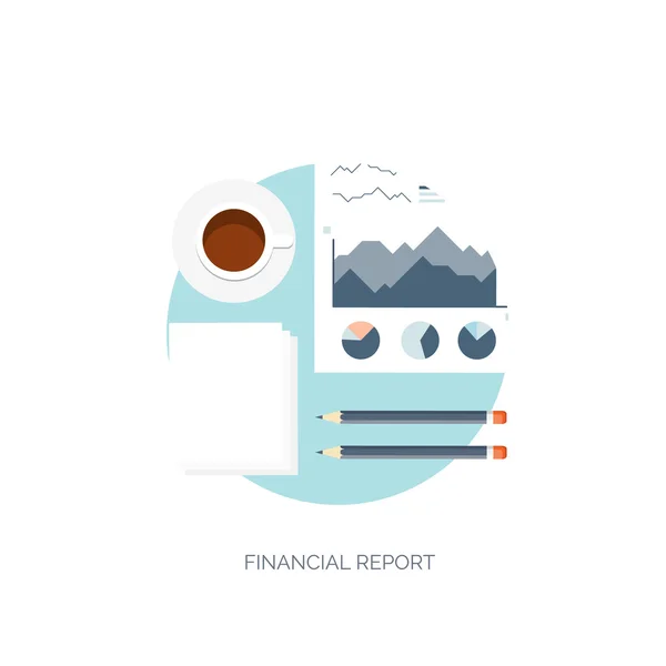 Flat vector illustration. Flat background. Finance and market news. Morning coffee and newspaper. — Stock Vector