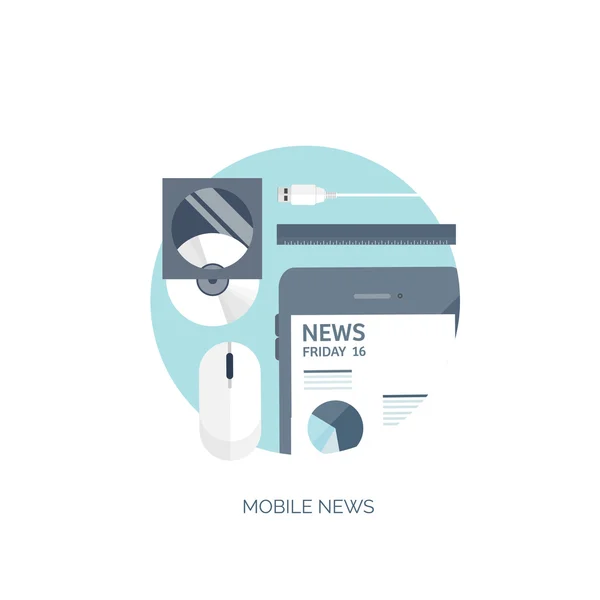 Vector illustration. Flat background. Online news. Newsletter and information. Business and market news. Financial report. — 스톡 벡터