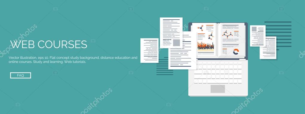 Vector illustration. Flat study backgrounds set. Education and online courses, web tutorials, e-learning. Study and creative process. Power of knowledge. Video tutorials.