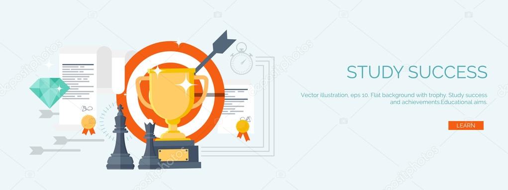 Vector illustration. Flat study backgrounds set. Education and online courses, web tutorials, e-learning. Study and creative process. Power of knowledge. Video tutorials.
