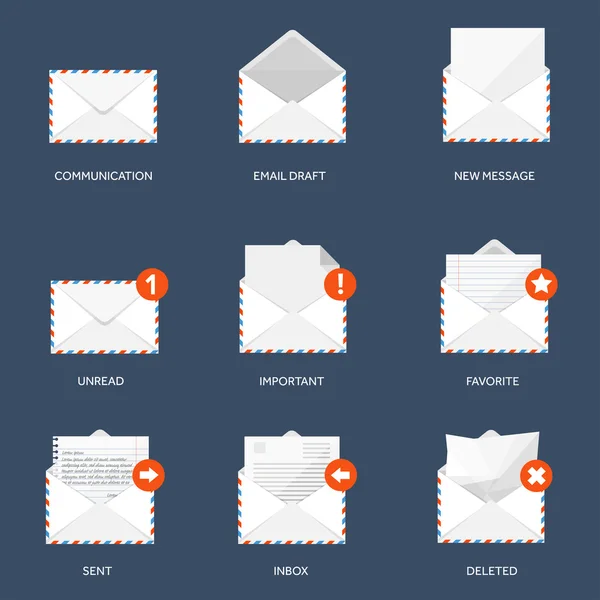 Vector illustration. Envelope icon. Letter, email. Message and communication. — Διανυσματικό Αρχείο