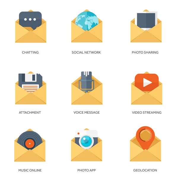 Vector illustration. Envelope icon. Letter, email. Message and communication. Social media. — ストックベクタ