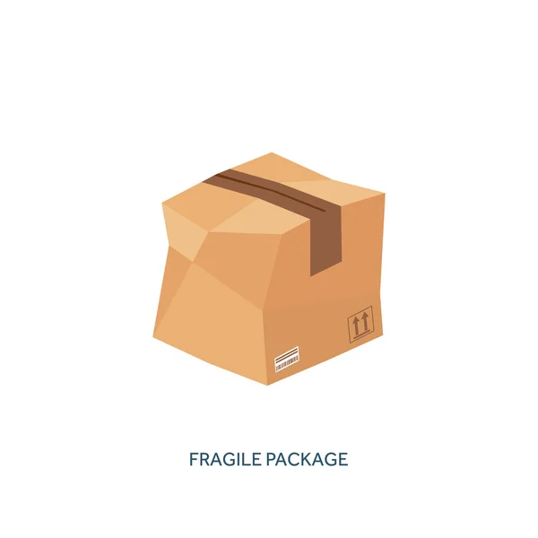 Vector illustration. Flat carton box. Transport, packaging, shipment. Post service and delivery. — ストックベクタ