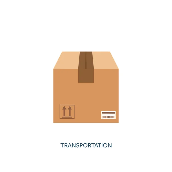 Ilustración vectorial. Caja de cartón plano. Transporte, embalaje, envío. Servicio de correos y entrega . — Archivo Imágenes Vectoriales