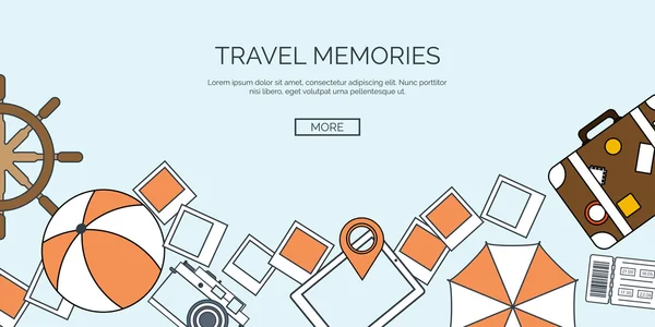 Flat travel background. Summer holidays, vacation. Plane, boat, car  traveling. Tourism, trip  and journey. — Stockvector