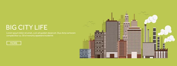 Vector illustration. Set of city silhouettes. Cityscape. Town skyline. Panorama. Midtown houses. Skyscrapers. — Stockový vektor