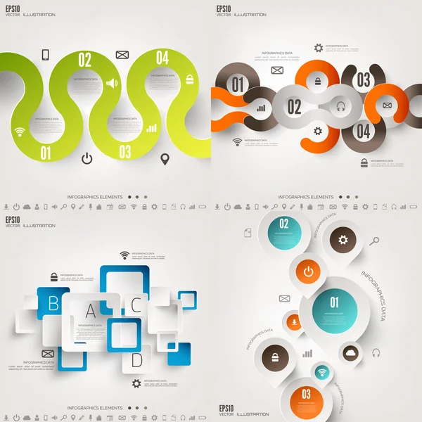 Ilustración vectorial. Conjunto de infografía. Plantilla de diagrama o gráfico con pasos. Proceso de información comercial y visualización de datos. Gráfico . — Vector de stock